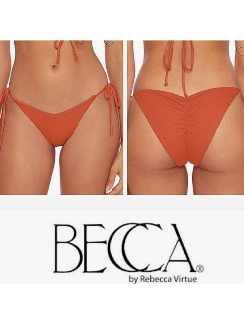 WOMEN’S BECCA Beccaswim Pucker Up Tie Side Swim Bottom Swimwear L Ginger